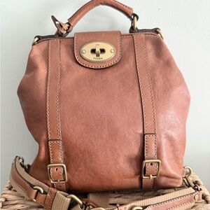 Fossil Brown Leather Backpack